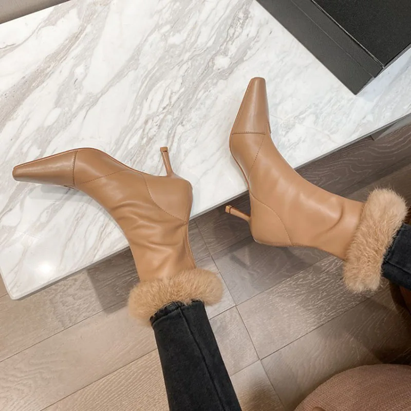 Новинка осени 2021 женские эластичные ботинки на высоком каблуке-шпильке модные с