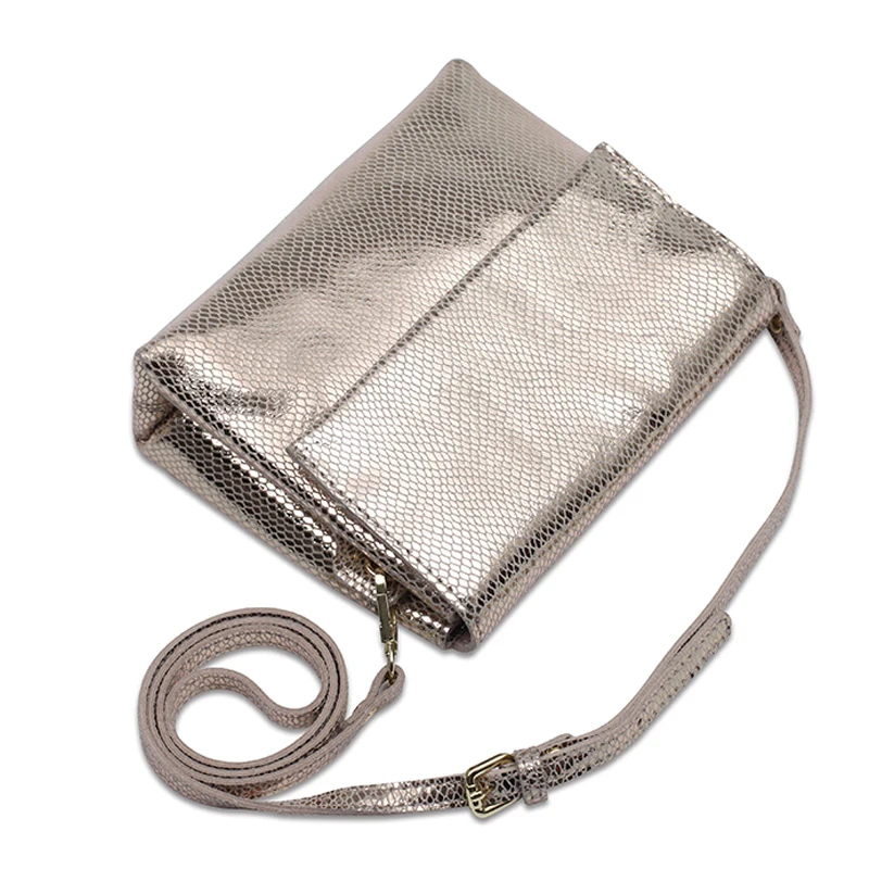 Women Messenger Bag Genuine Leather Serpentine Bags Crossbody Real Soft Cow Leather Handbags Lady Messenger Bags Sequin Bag