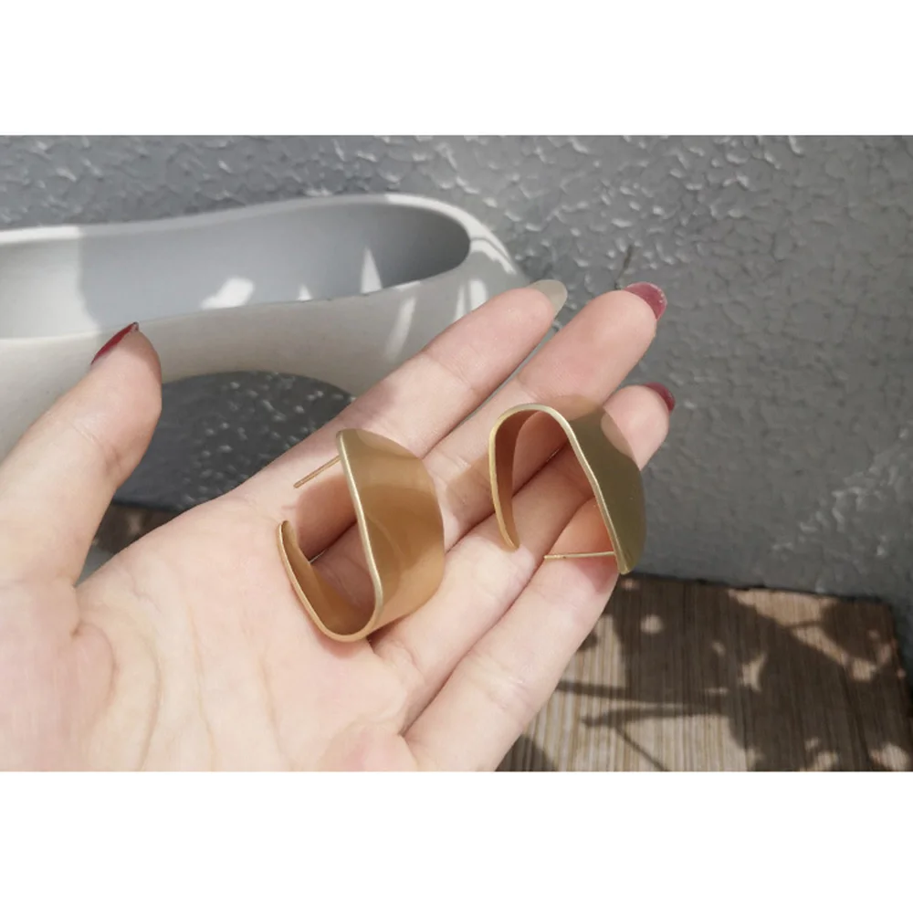 

Elegant Matte Gold Color Big Geometric Earrings For Women Irregular Simple Metal Earrings Statement Jewelry