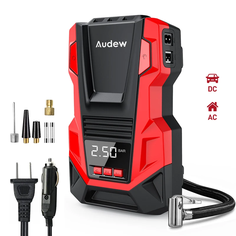 Портативный цифровой воздушный насос Audew для шин компрессор встроенный