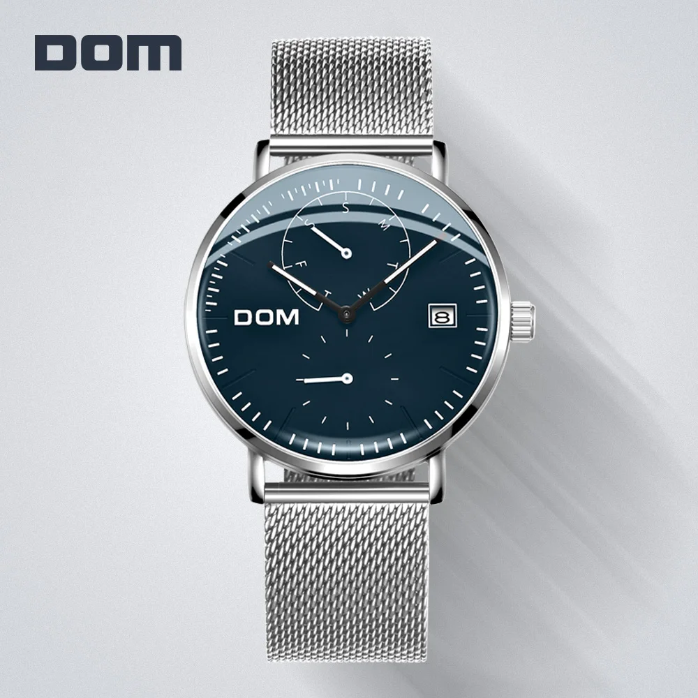 Новая мода DOM мужские часы из нержавеющей стали с лучший бренд класса люкс
