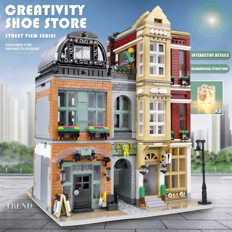 Yeshin 10005 Строительные блоки Street View игрушки для сборки магазина обуви модель MOC 16001