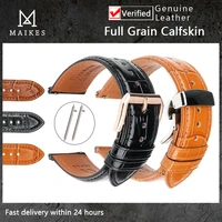 maikes genuine leather watchbands bracelet black brown cowhide watch strap for women men 20mm 22mm wrist band