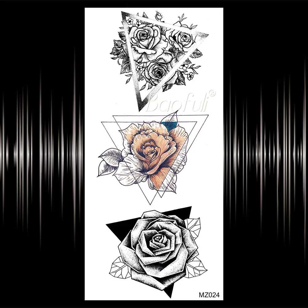 Черная роза временная татуировка наклейка для женщин взрослые руки ноги цветы