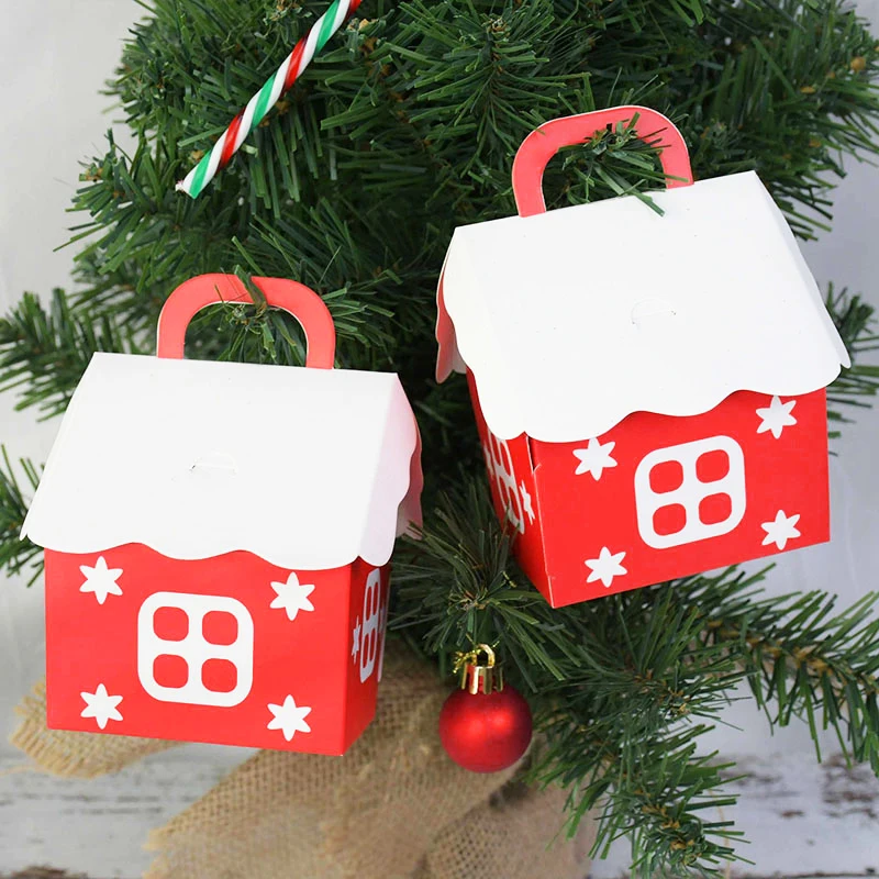 5 шт. Рождественская коробка для конфет в форме домика Подарочная Рождественские