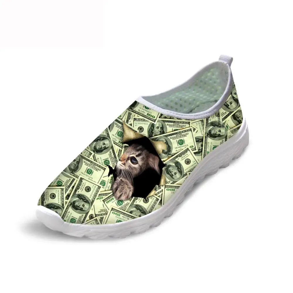 

Loafers Women Mesh Sneakers Cat Dollar Printed Breathable Flats Sport Shoes for Ladies Casual Comfortable Walking Running Shoes