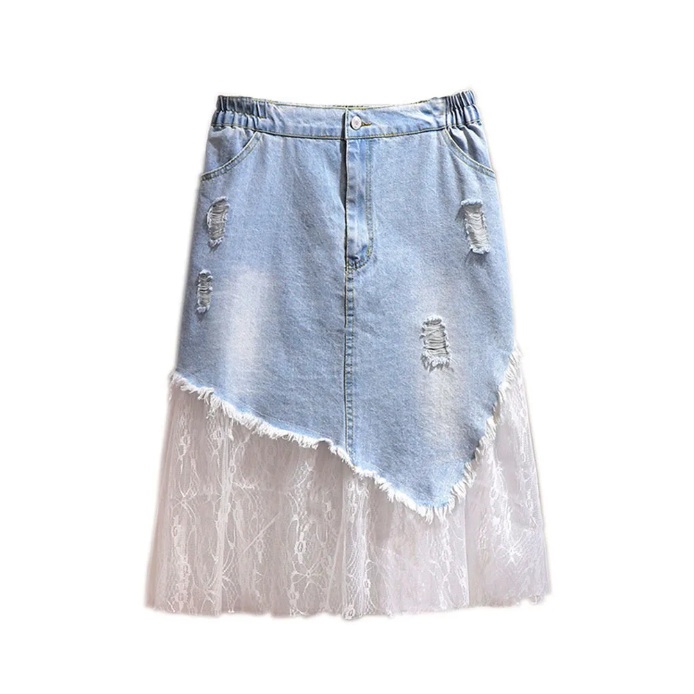 Женская джинсовая юбка Джинсовая юбка-светильник синего цвета корейская мода 2020