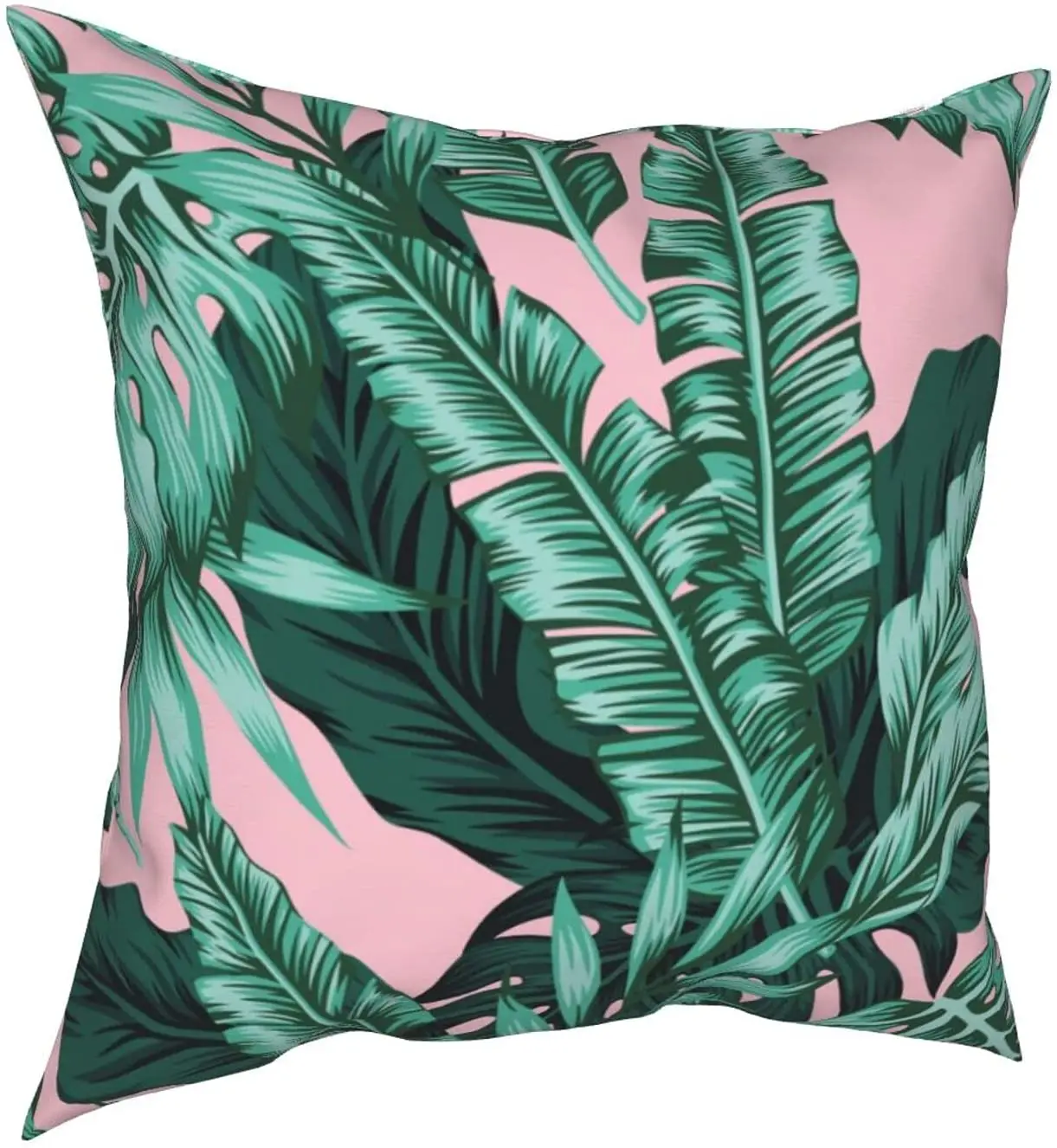 

WQAOUD Throw Pillow Covers Pink Tropical Leaves Decorative Pillows Case Square Cushion for Sofa Bed Office Chair Couch