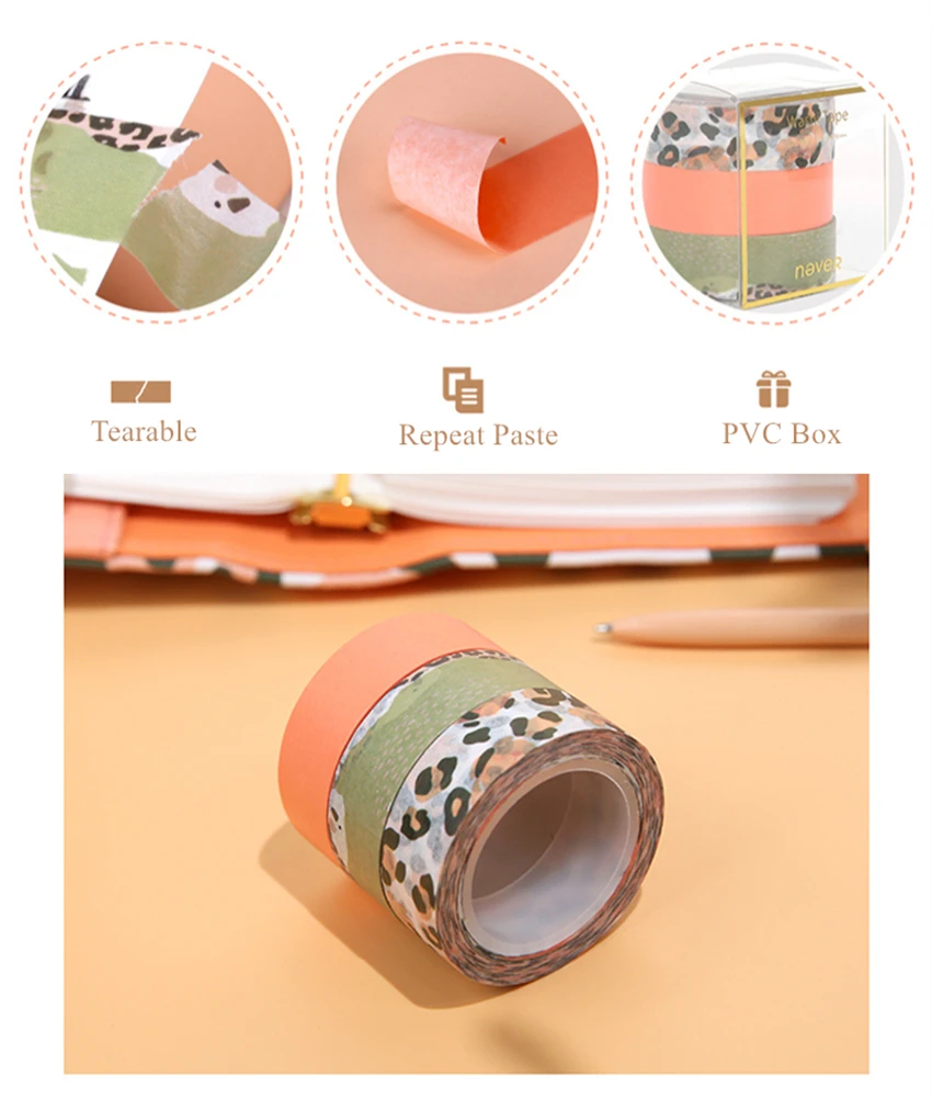 Леопардовая фотобумага 3 рулона ширина 15 мм|Офисный скотч| |