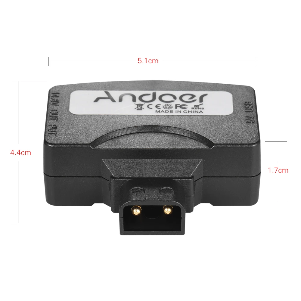 Адаптер Andoer D-Tap 5 В USB-разъем для V-крепления аккумулятора камеры видеокамеры BMCC