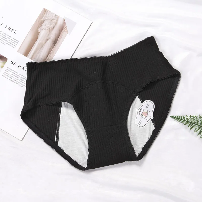 

6Pcs Female Physiological Pants Mid-high Waist Threaded Cotton Pants Front Rear Widened Leak-proof Aunt's Menstrual Pants