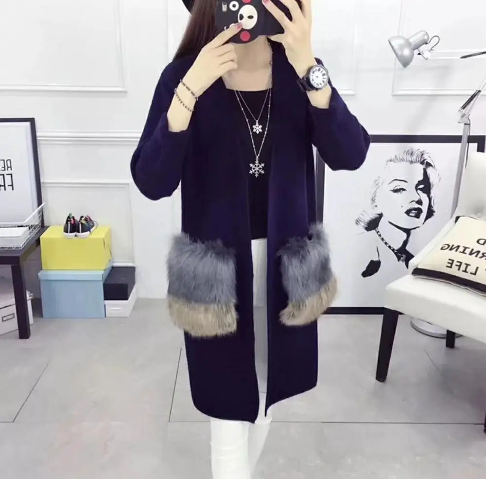 Большой размер женский свитер Новинка весна осень вязаный кардиган длинный