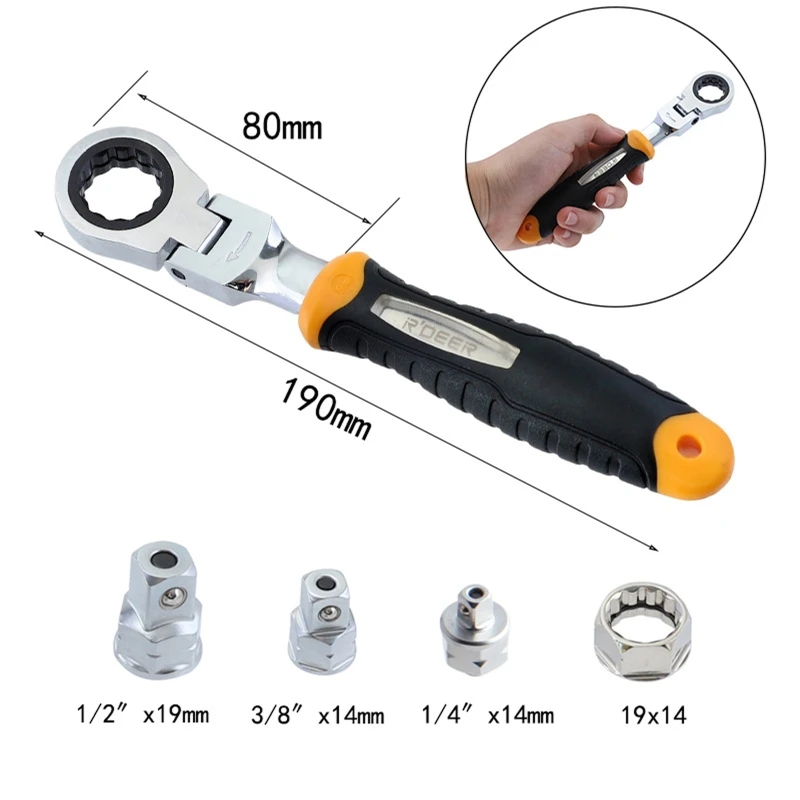 

5pcs/set Ratchet Wrench 1/4" 3/8" 1/2" Adjustable Sleeve Adapter Chrome Vanadium Steel Spanner Auto Repair Tools