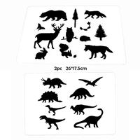 2pc stencil dinosaur animal painting template diy stencil scrapbook album decoration animal template reusable