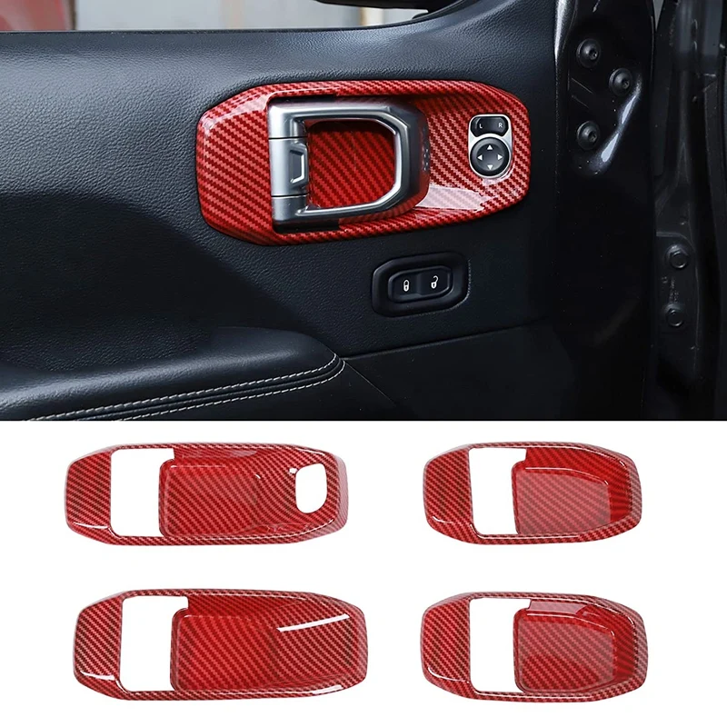

4PCS Car Interior Door Handle Bowl Cover Trim Frame for 2018-2021 Jeep Wrangler JL JLU JT 4-Door