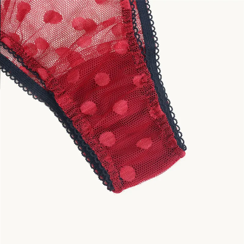 

2020 Woemn Sexy Underwear Exotic Sets Breathable Bralette Underpants Polka Dot Sheer Mesh See Through Lingerie Invisible Bra New