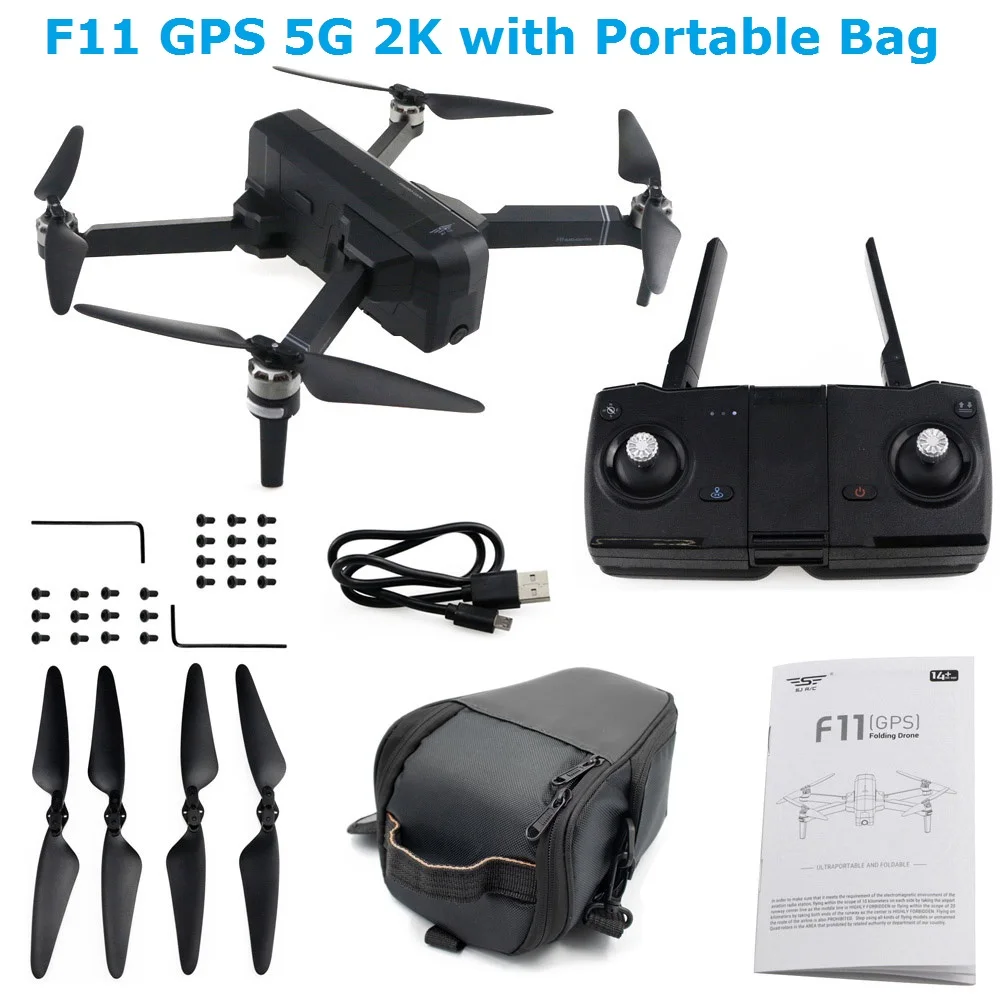 F11 2K Bag Gps Дрон 2K Профессиональный следите за мной RC Дрон 5G Wifi FPV долгое время Летающий Квадрокоптер gps Дроны с камерой HD VS SJRC F11 PRO - Цвет: F11 2K Bag