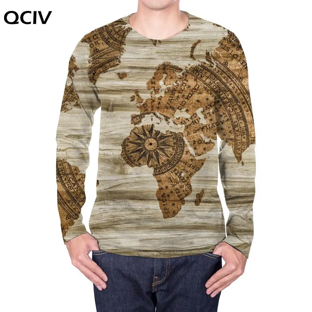 

QCIV брендовая карта мира строгая компас аниме одежда графика смешные футболки искусство 3d печать футболка мужская одежда