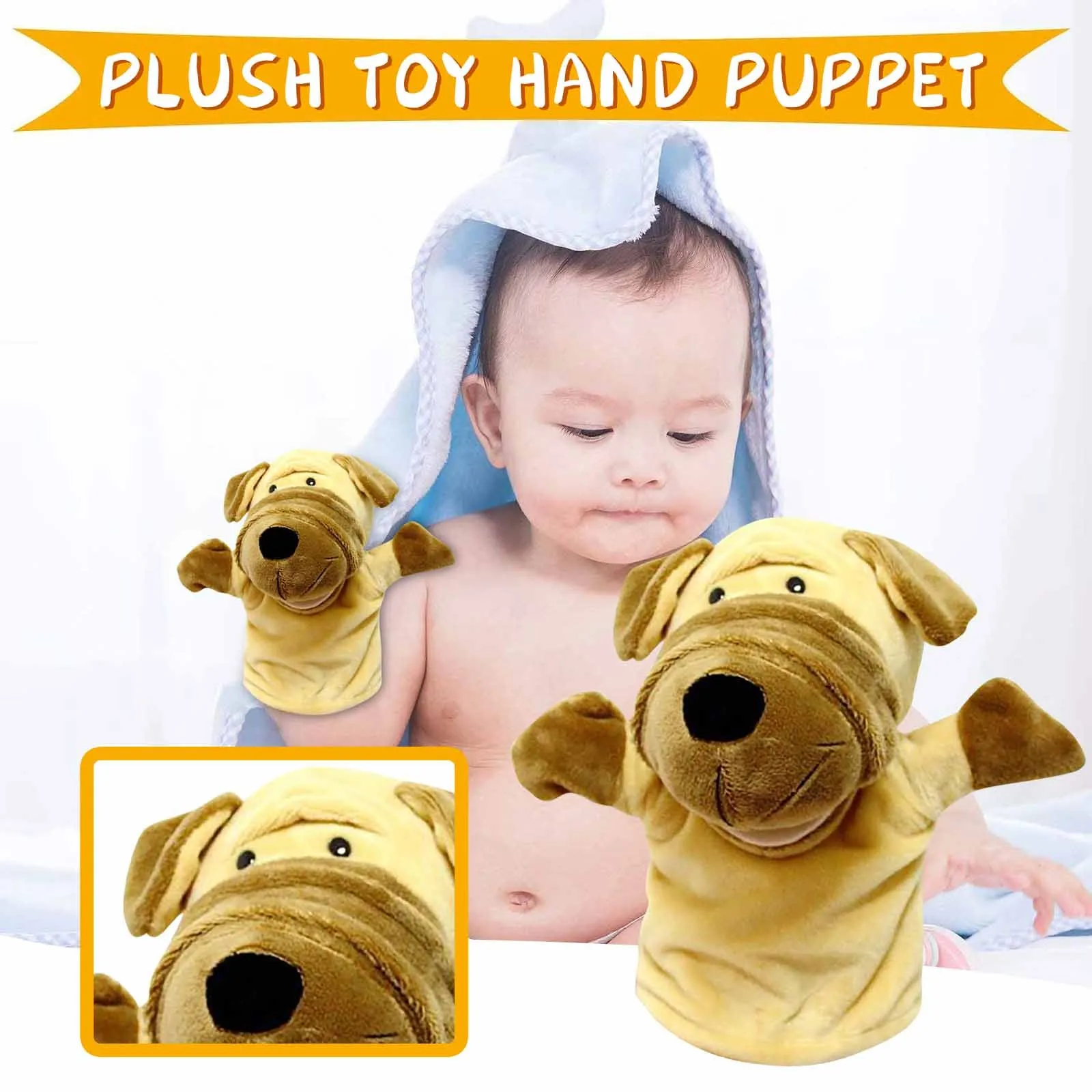 

Lovely Cartoon Animals Parent-Child Plush Toys Mouth Can Start Puppet Expressions Children Companion gift Clear