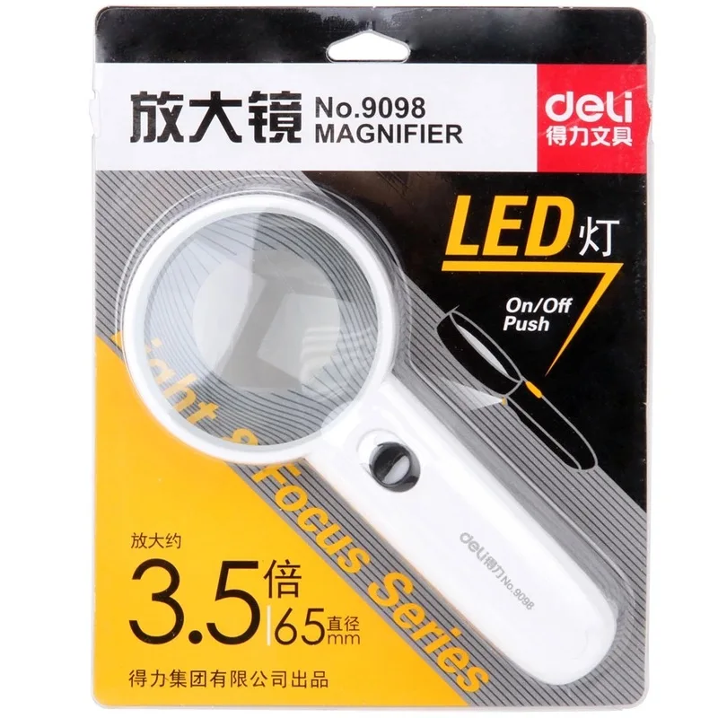 

9098 magnifier LED lamp diameter 65mm 3.5 times magnifier wide field of vision Student stationery office supplies.