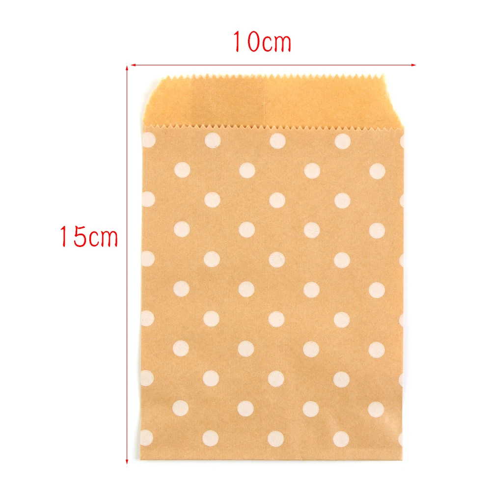 

50 Pcs Gift Bag Wave Dot Kraft Paper Candy Biscuit Bags 15*10CM Packing Pouch Popcorn Birthday Wrapping Supplies Pastry Tool