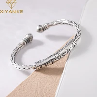 xiyanike silver color vintage adjustable open cuff bracelet bangles for men women jewelry gift unisex accessories hip pop