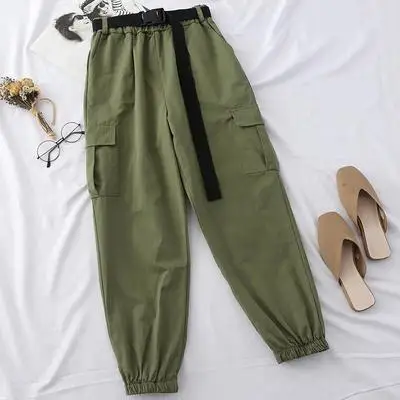 

Harajuku Streetwear Cargo Pants Women Casual Joggers Sweatpants High Waist Loose Female Trousers Korean Pantalon Belt