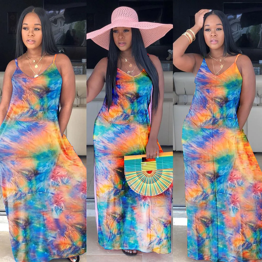 

ChocoMist Dresses Chic Tie-dye Strap Dress XM1099