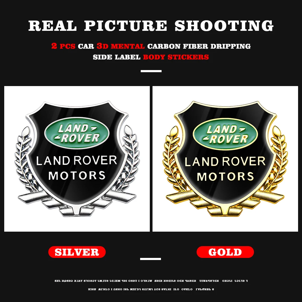 

Gold / Silver Metal Car Logo Badge Stickers Car Side Decoration For Land Rover Range Rover Evoque Defender Discovery Freelander