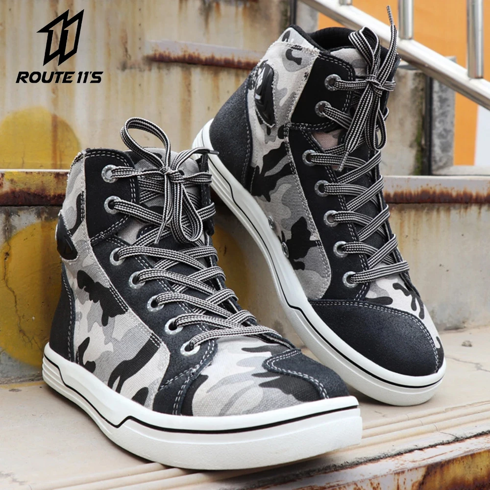 

New Men Motorcycle Boots Camouflage Botas Moto Motorcycle Shoes Motocross Boots Casual Touring Riding Boots For 4 Season