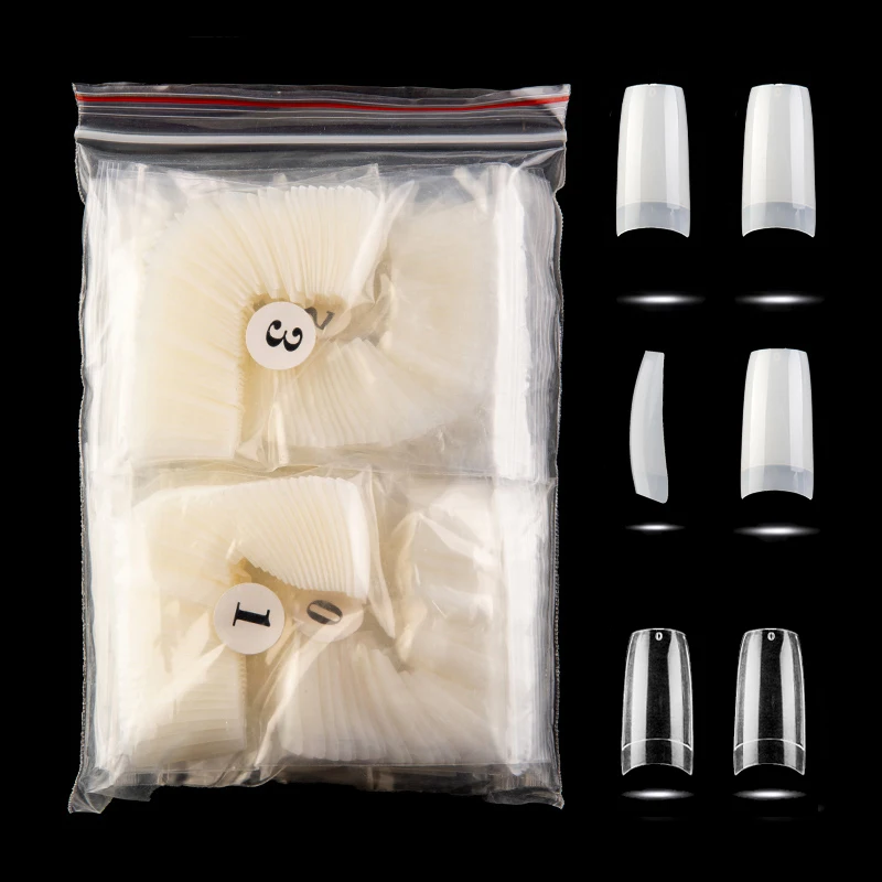 

500pcs/opp Half Cover French Tips False Nails Tips Manicure Acrylic UV Gel DIY #0-9 Size Clear/White/Natural Long Fake Nails
