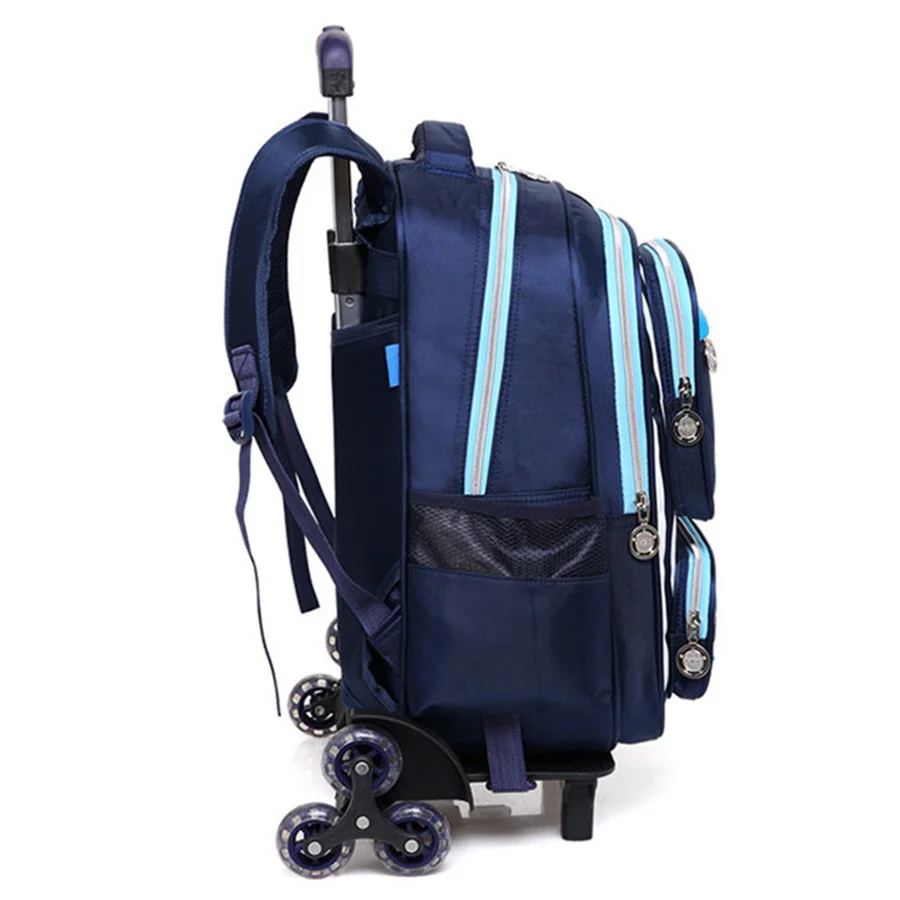 Дети мальчики съемный тележка рюкзак колесных сумки 6 колеса школьный Backkpack для