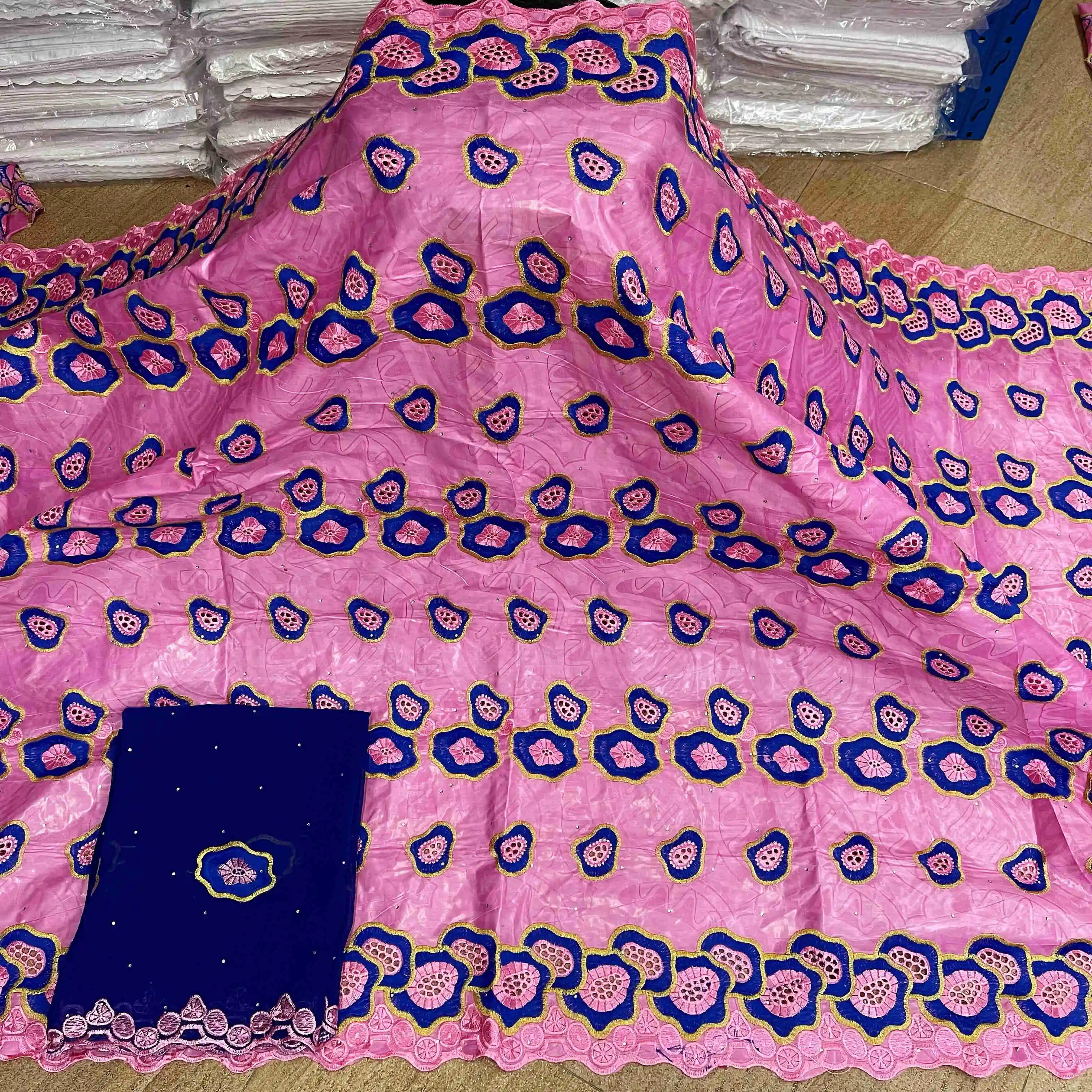 Африканская богатая ткань bazin Высококачественная индийская кофейная парчовая с