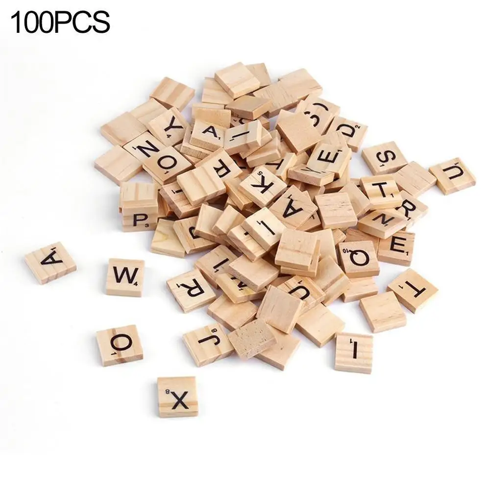 Деревянный Алфавит Scrabble игра буквы блоки для правописания деревянный скрэббл