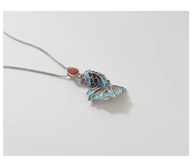 

925 Silver Women's Necklace Ornament Accessories Pendant Choker Fish Shape