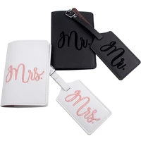 4pcs mrmrs suitcase embroidery passport covers luggage tags bag pendant travel accessories name id address wedding invitation