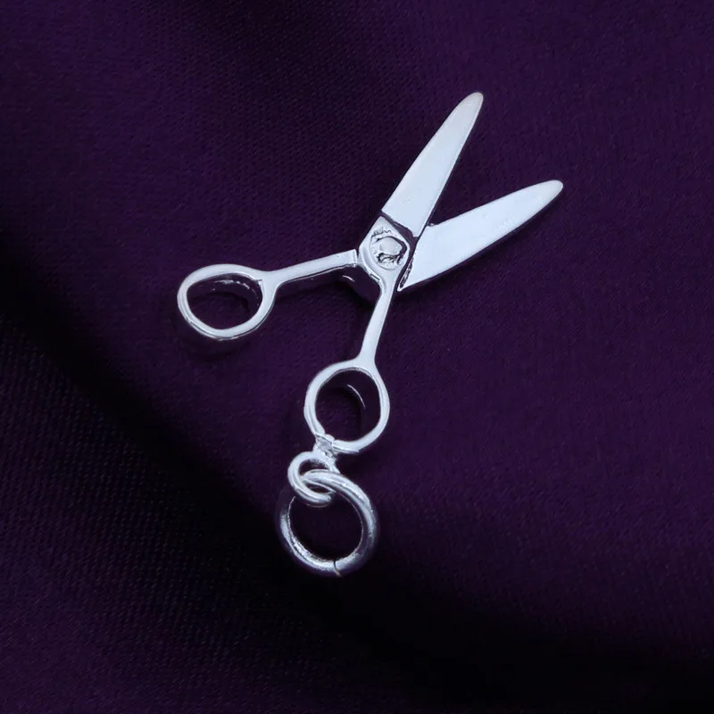 

925 Sterling Silver 18 Chain Creative Scissors Pendants Necklace For Women Wedding Engagement Fashion Charm Jewelry DZ211