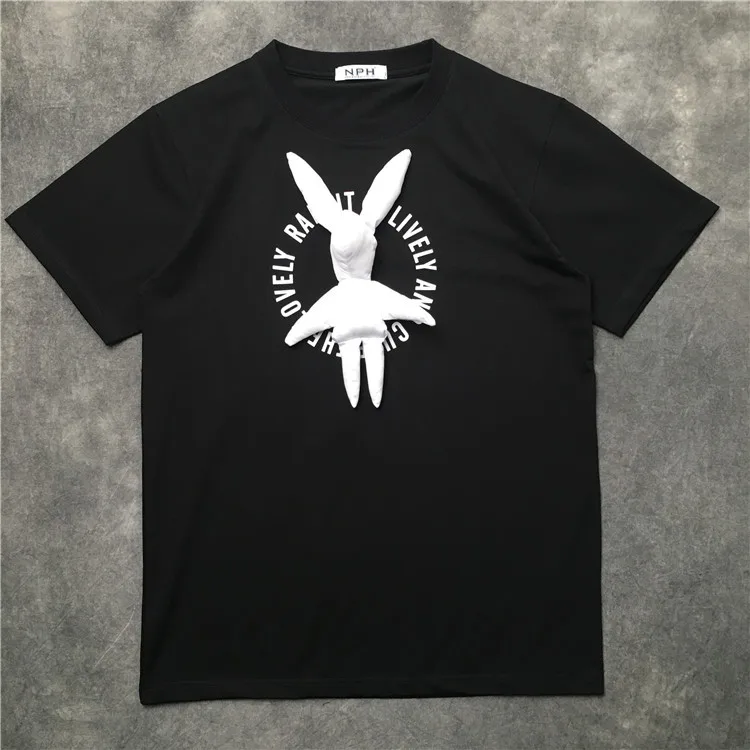 

New Novelty 2021 Men Rabbit doll Letters T Shirts T-Shirt Hip Hop Skateboard Street Cotton T-Shirts Tee Top kenye S-XXL #K79