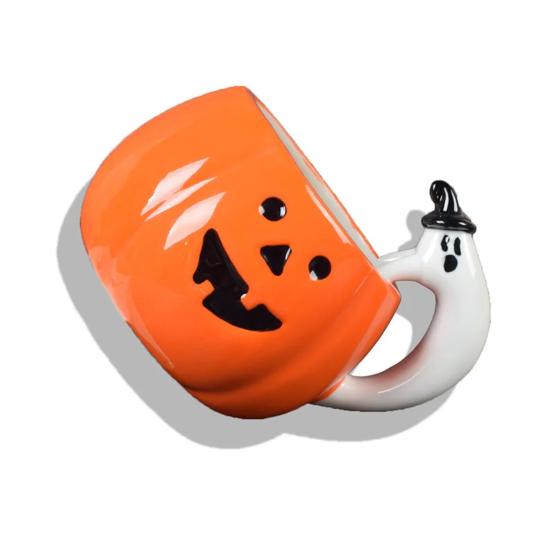 

Happy Halloween Creative 3D Pumpkin Cup Colour Ceramic Glaze Coffee Mug Funny Kids Festival Gift Tumbler