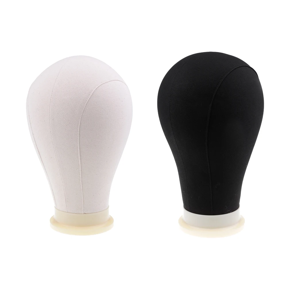 

Set of 2, Canvas Cork Block Head Wig Making Mannequin Head Hats Glasses Display Stand Rack