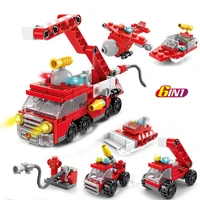 142pcs city fire fighting building blocks sets fire brigade car model toy assembly diy educational toys for children