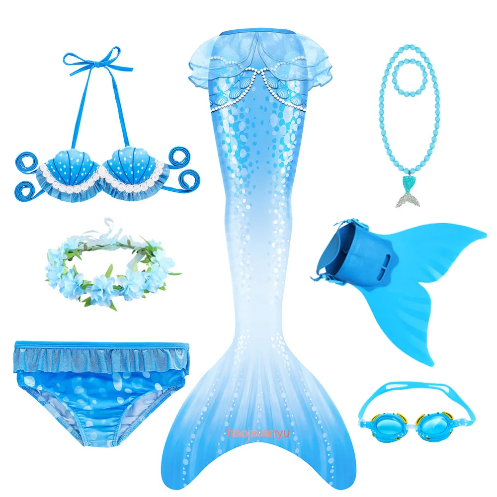 

Girls Mermaid Tail Cosplay Costume Easter Day Party Dress for Halloween Kids Bikini Swimmsuit with Monofin Fin Flipper Goggle