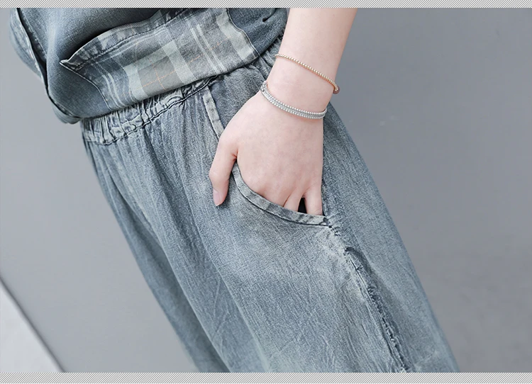 

Casual Jean Suit For Women 2 Piece Sets Womens Outfits Contrast Matching Sets Plaid Ensemble Femme Survetement Tracksuits