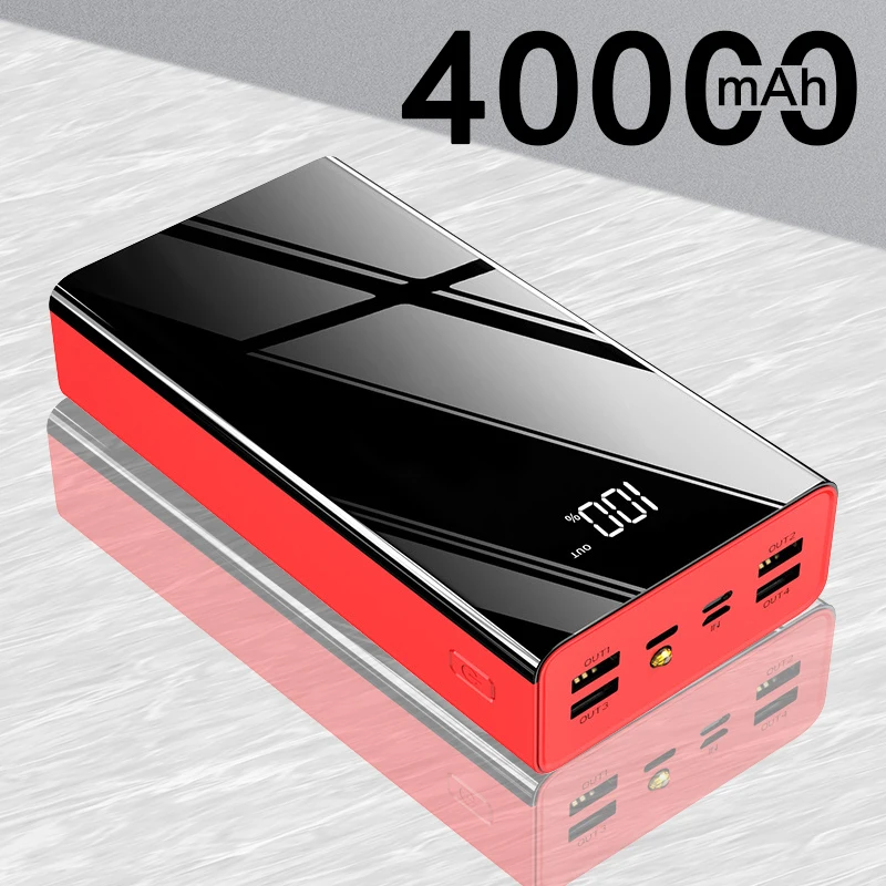 Портативное зарядное устройство с 4 USB-портами 40000 мАч быстрая зарядка внешний