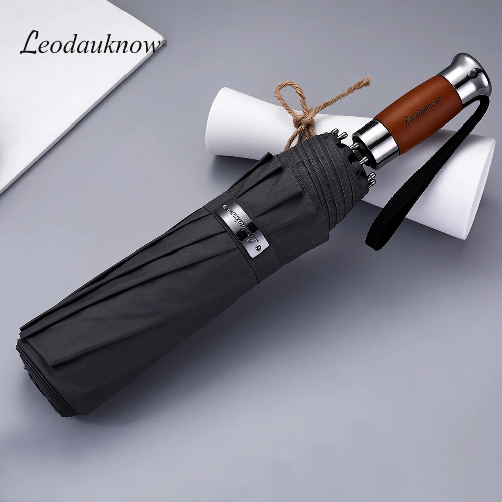 Складной Бизнес зонт Leodauknow полностью автоматический с деревянной металлической
