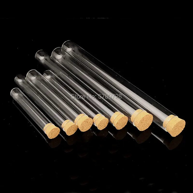 20 шт./лот различные размеры Прозрачная Круглая Нижняя стеклянная пробирка с