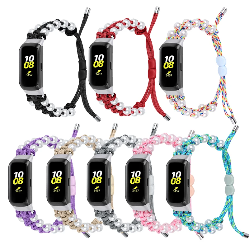 

Braided rope band for Samsung galaxy fit sm r370 strap adjustable Pearl Women Girls Bracelet for Samsung galaxy r370 accessories