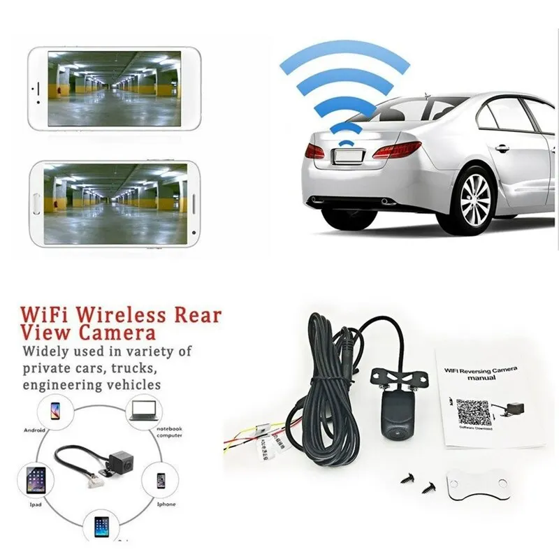 

For Wireless Car Rear View WIFI Reversing Camera Dash Cam HD Night Wide Angle Vision Body Tachograph Video recording