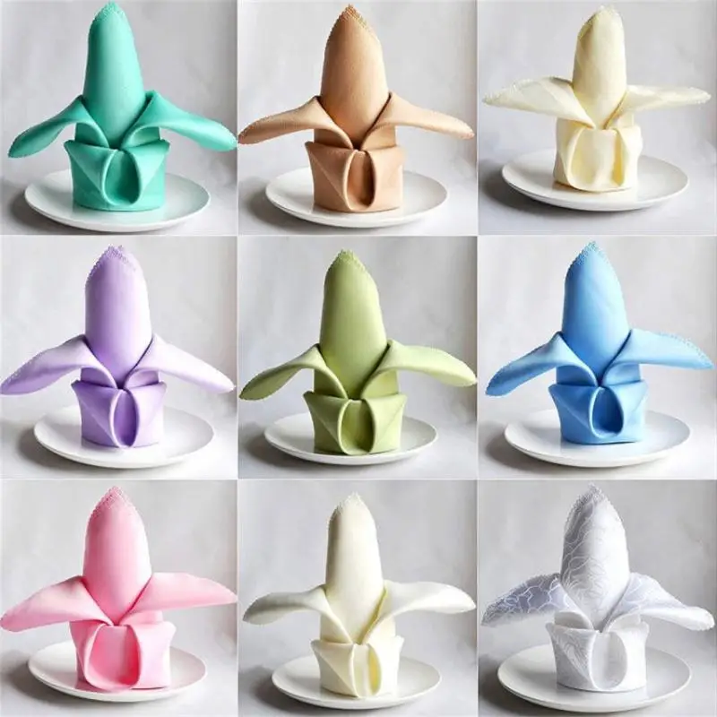 

10Pcs Cloth Napkins 48x48cm Polyester Table Napkins Restaurant Dinner Wedding Banquet Decor Supplies Party Decoration Dropship