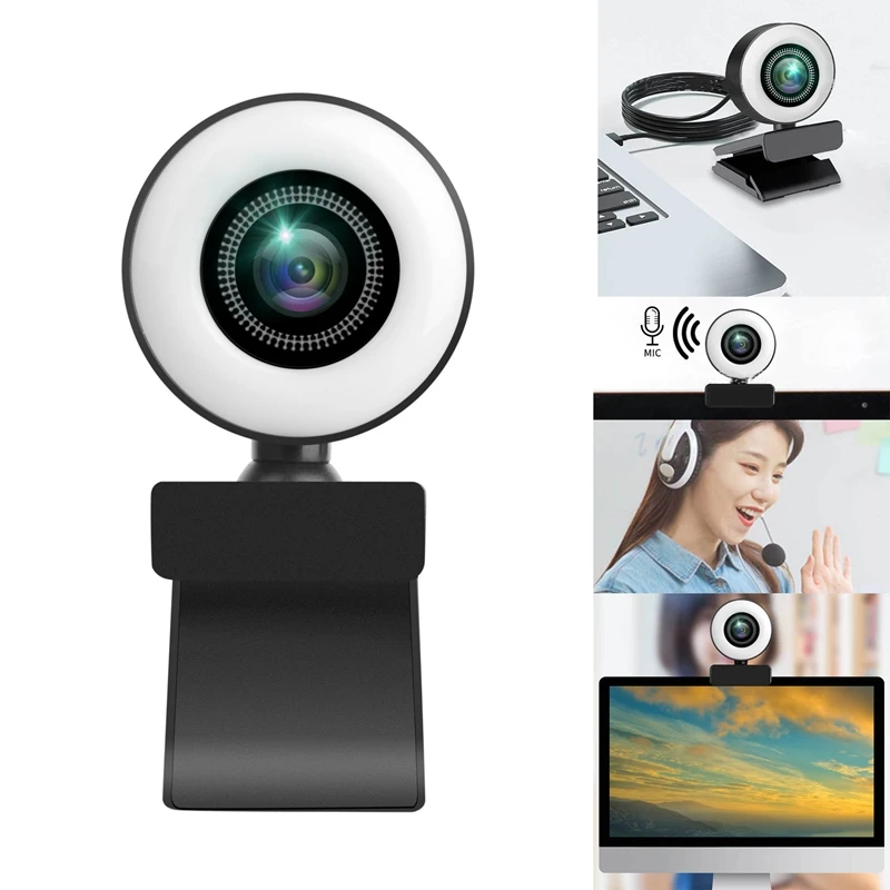

Веб-камера со встроенным микрофоном и заполнясветильник подходит для прямого видео/видеозвонков/онлайн-встреч